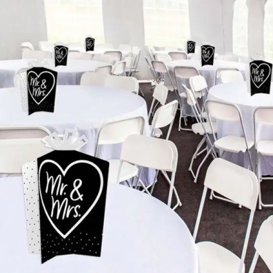 Big Dot of Happiness Mr. and Mrs. - Table Decorations - Black and White Wedding or Bridal Shower Fold and Flare Centerpieces - 10 Count image {3}