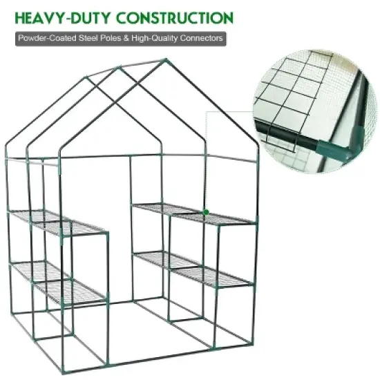 Costway Portable Mini Walk In Outdoor 2 Tier 8 Shelves Greenhouse image {6}