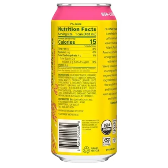 Guayaki Yerba Mate Berry Lemonade - 15.5 fl oz Can image {1}