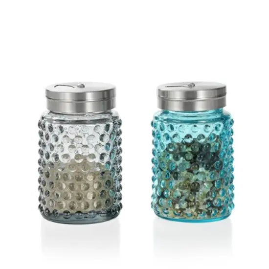 Slickblue Traditional Hobnail Aqua Blue & Smoke Grey Salt and Pepper Shaker Set - 4 oz. image {5}
