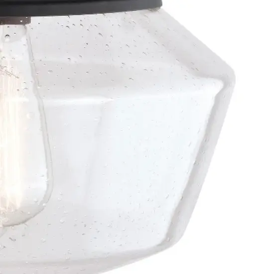 VAXCEL Collins Black Farmhouse Outdoor Flush Mount Ceiling Light Clear Schoolhouse Glass image {10}