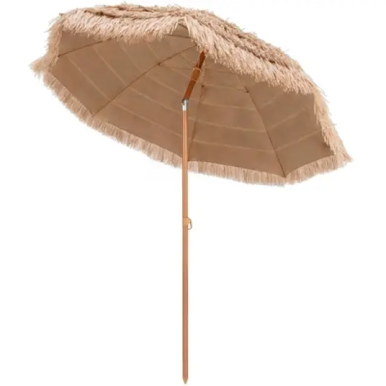 Tangkula 7.2FT Patio Hawaiian Style Hula Beach Umbrella Tropical Umbrella w/ Tilt image {7}