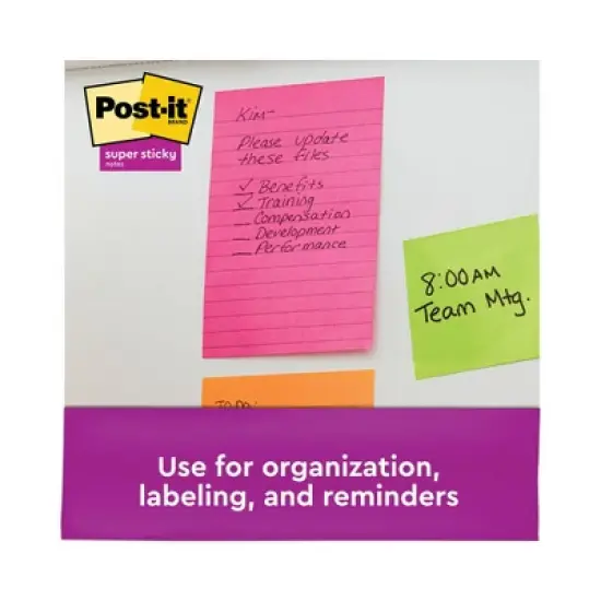 Post-it Notes Super Sticky Pads in Energy Boost Collection Colors, Note Ruled, 5" x 8", 45 Sheets/Pad, 4 Pads/Pack image {4}
