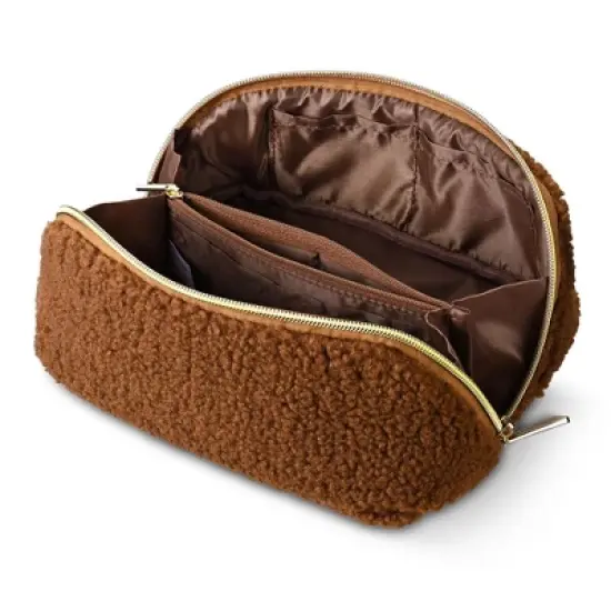 Byootique Plush Makeup Bag Open Flat Travel Toiletry Accessories Case Organizer image {6}