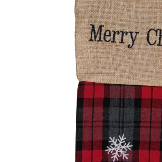 Northlight Plaid Merry Christmas Reindeer Stocking - 19" - Red and Green image {3}