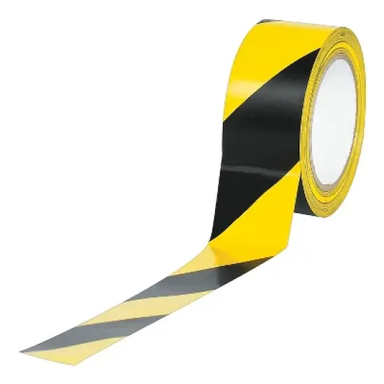 The Packaging Wholesalers Tape Logic Striped Vinyl Tape 7.0 Mil 2" x 36 yds. Black/Yellow 24/Case image {1}