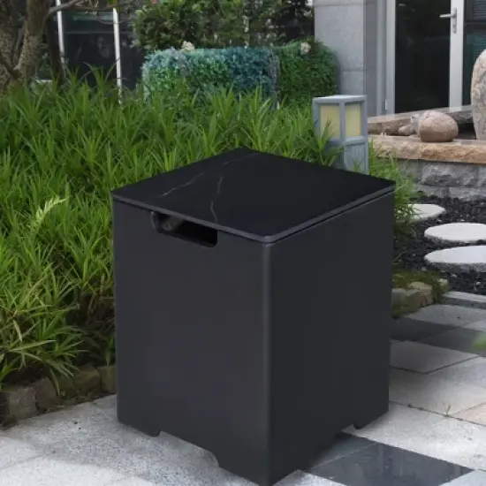 Elementi 15.9" Propane Tank Cover Concrete Hideaway Table for 20 lb Tank image {3}