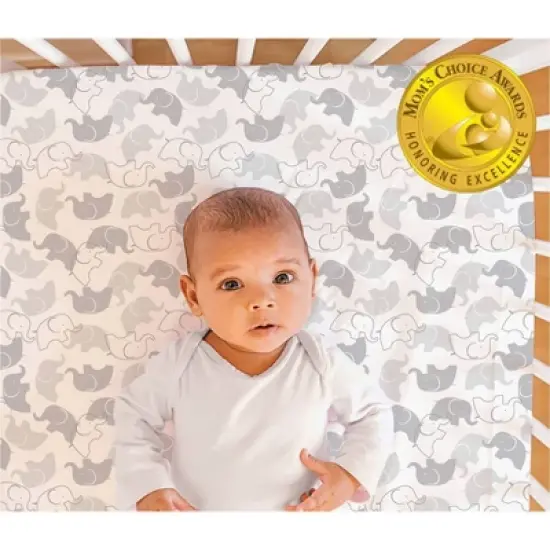 The Peanutshell Fitted Crib Sheets - Gray Elephant Walk - 2pk image {3}