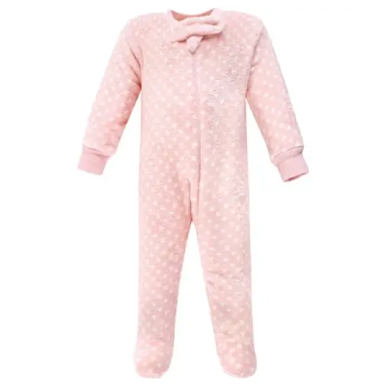 Hudson Baby Infant Girl Plush Sleep and Play, Burgundy Floral image {3}