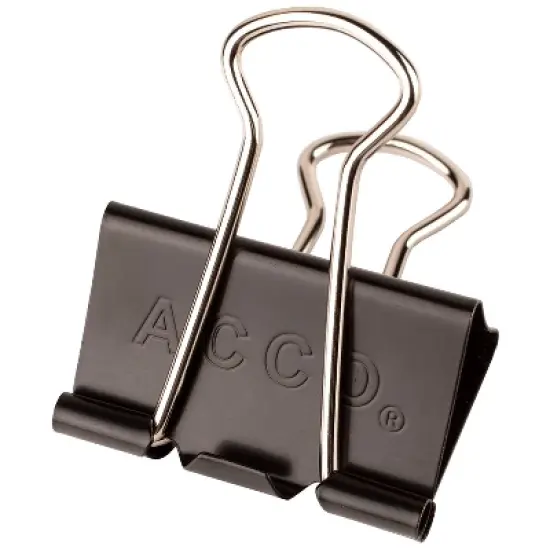 ACCO Medium Binder Clips Steel Wire 5/8" Cap 1 1/4"w Black/Silver Dozen 72050 image {3}