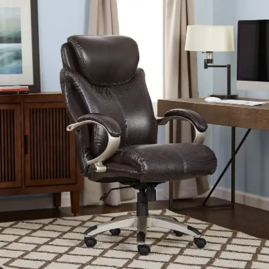 AIR Health & Wellness Big & Tall Executive Chair Brown Leather - Serta image {1}