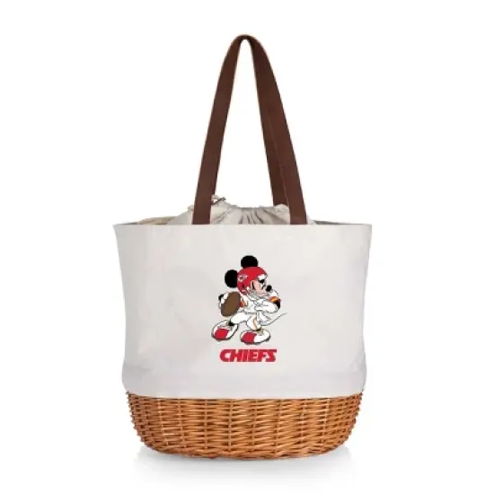 NFL Kansas City Chiefs Mickey Mouse Coronado Canvas and Willow Basket Tote - Beige Canvas image {4}
