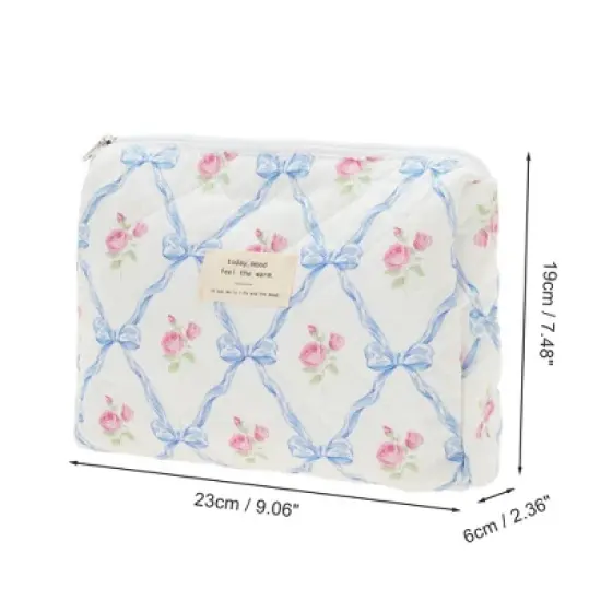 Unique Bargains Bow Floral Makeup Bag 1 Pc image {1}