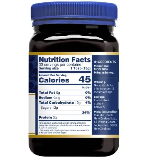 Manuka Health Manuka Honey UMF 10+/MGO 263+ (500g/17.6oz), Superfood, Authentic Raw Honey from New Zealand image {1}