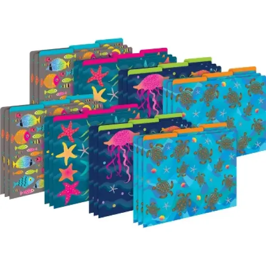 Barker Creek Kai Ola 14pt Letter-Size File Folders Multi-Design Set 24 per Set: Top Tab, Non-Pronged, 50 Sheet Capacity, Multicolored image {3}