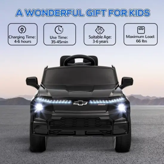 Qaba 12V Chevrolet Silverado EV RST Licensed Kids Electric Car with Parent Remote Control, Spring Suspension, Soft Start, Auxiliary Wheels, Black image {4}