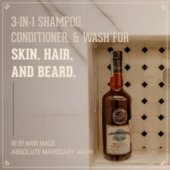 18.21 Man Made Absolute Mahogany 3-in-1 Mens Shampoo, Conditioner + Body Wash, 32 oz image {1}
