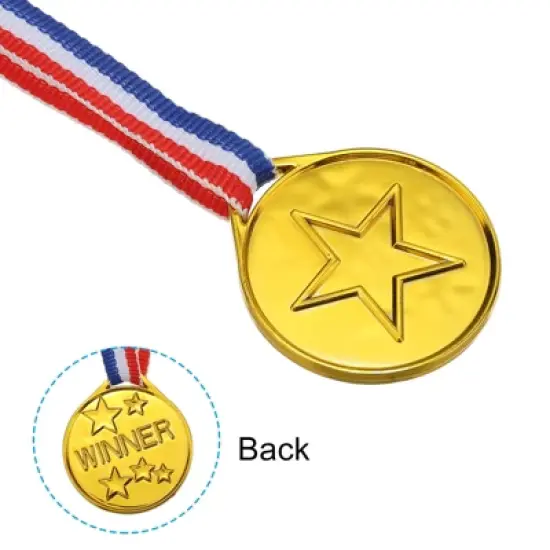 Unique Bargains Plastic Well-crafted Lightweight Embossed Design Award Medals Gold Silver Bronze 12 Pack image {3}