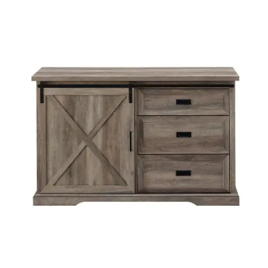 Orson Transitional Sliding X Barn Door Sideboard with 3 Drawers - Saracina Home image {6}