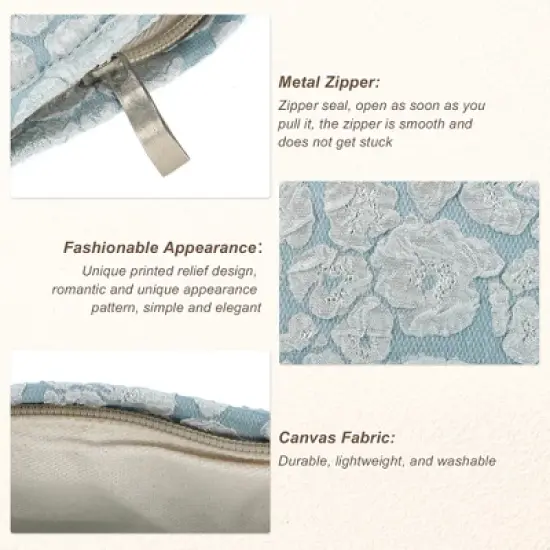 Unique Bargains Canvas Portable Bubble Cloud Zipper Makeup Bag 1 Pc image {5}