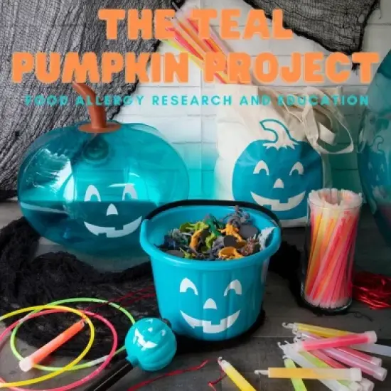 Teal Pumpkin Halloween Trick or Treat Bucket 8.5 in (1 Pack)- Friendly Candy Pail Accessory and Party Decoration Supplies, Haunted House Plastic Bowl image {1}