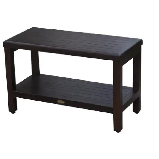 DecoTeak&reg; Eleganto&reg; 30" Teak Wood Shower Bench with Shelf in Woodland Brown Finish image {1}