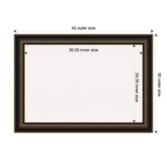 42"x30" Villa Wood Frame White Cork Board Oil Rubbed Bronze - Amanti Art: Wall Mount, Custom Crafted, Bulletin Board image {9}