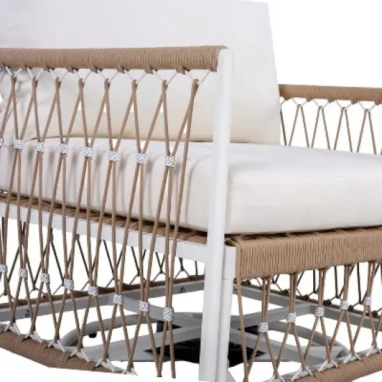 FIONECA 360&iexcl;&atilde; Swivel Bohemian Outdoor Lounge Chair with Handwoven Rope & Powder-Coated Steel Frame, Waterproof Cushions &uml;C Patio, Garden, Poolside image {9}