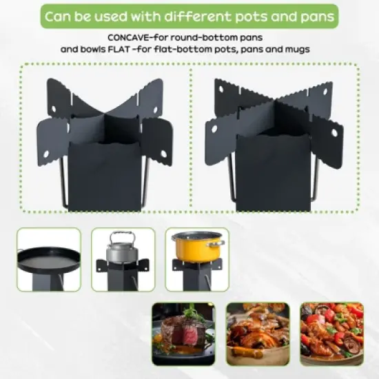 Karl Home | 38 in. Black Metal Patio Round Fire Pit with Grill image {3}