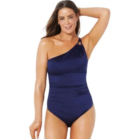 Swimsuits for All Women&rsquo;s Plus Size One Shoulder Loop Strap One Piece Swimsuit image {1}