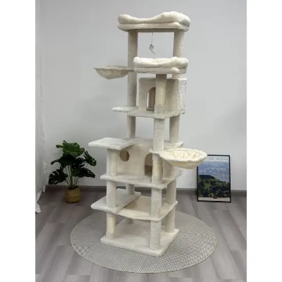 Kumasinova 68" Tall Cat Tree with Hammock,Multi-Level Cat Tower with Scratching Post,Modern Cat Tree for Indoor Cats Large Adult,Cat Beds & Furniture image {6}