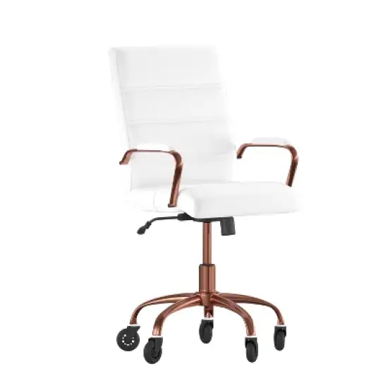 Flash Furniture Camilia Mid-Back Executive Swivel Office Chair with Arms, and Transparent Roller Wheels image {12}