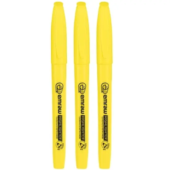 Emraw Yellow Pen Style Fluorescent Highlighter with Pocket Clip (3/Pack) image {4}