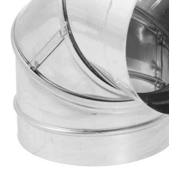 DuraVent DuraBlack 8-Inch Diameter Stainless Steel Single Wall Wood Burning Stove 90 Degree Elbow Pipe Connector to Vent Smoke and Exhaust, Silver image {2}