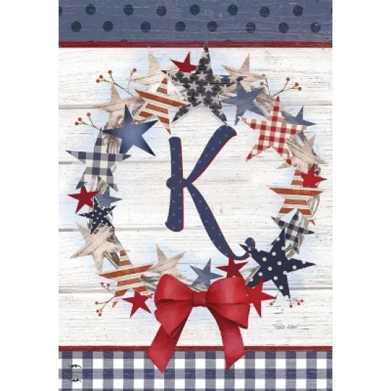 Briarwood Lane Everyday Garden Flag 12x18 For Outdoor American Wreath Monogram K Garden Flag Flags For Outside image {4}