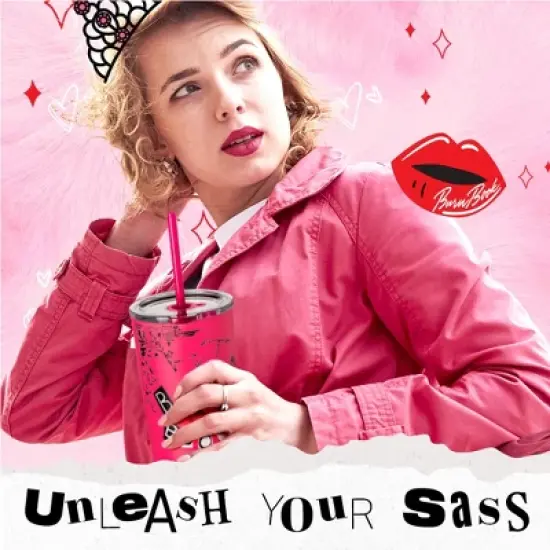 Mean Girls x Dragon Glassware 24 oz Vacuum Insulated Tumbler with Lid and Straws Burn Book image {5}