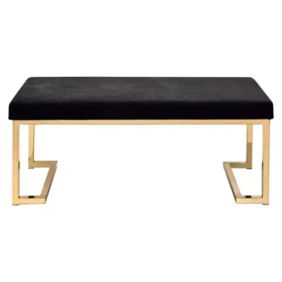 Astonishing Bench Black Fabric/Gold - Benzara image {1}