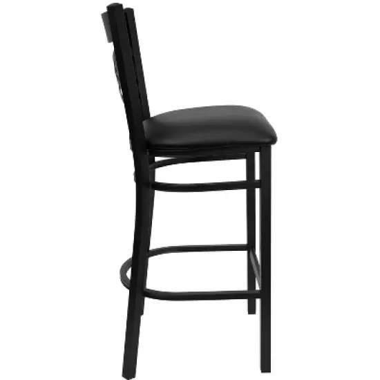 Flash Furniture Black ''X'' Back Metal Restaurant Barstool image {7}