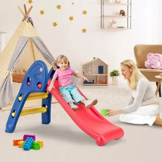 Costway 2 Step Children Folding Slide Plastic Fun Toy Up-down Suitable for Kids image {1}