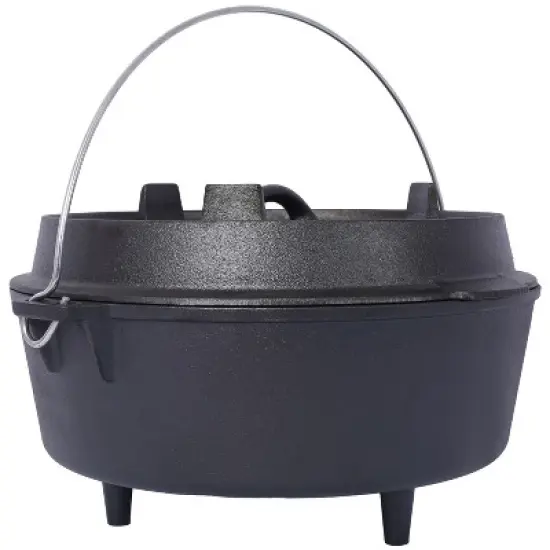 pre-Seasoned Cast Iron Dutch Oven With Skillet Lid, Outdoor Camping Deep Pot for Camping Fireplace Cooking BBQ Baking Campfire, Leg Base, 8 Quart image {4}