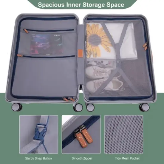 ORRD 28" Lightweight Suitcase w/TSA Lock & USB Port - Spinner Wheels, Green Artificial Leather, Wheel Lock image {1}