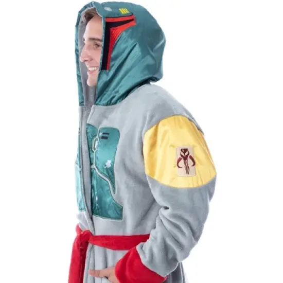 Star Wars Adult Boba Fett Bounty Hunter Fleece Robe Bathrobe For Men Women Multi image {4}