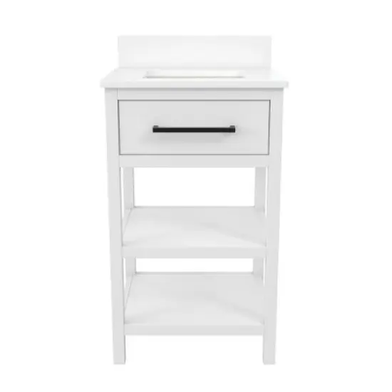 RealRooms Pisa 20 Inch Bathroom Vanity with Carrera Countertop & 2 Storage Shelves image {5}