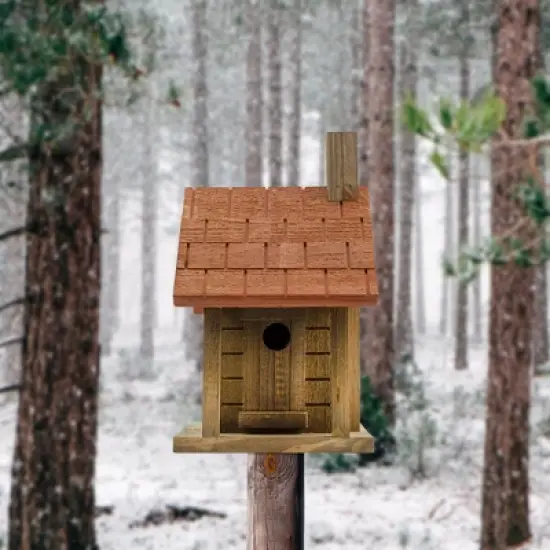 Uncle Dunkels Log Cabin Wren Birdhouse; Artisan-Crafted Wood Shelter for Small Birds image {1}