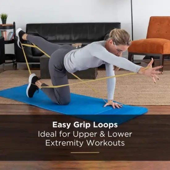 THERABAND CLX Band with Loops, 5 FT, Gold, Max Thickness, 14.2 LBS Resistance, Level 8, Latex Free image {3}