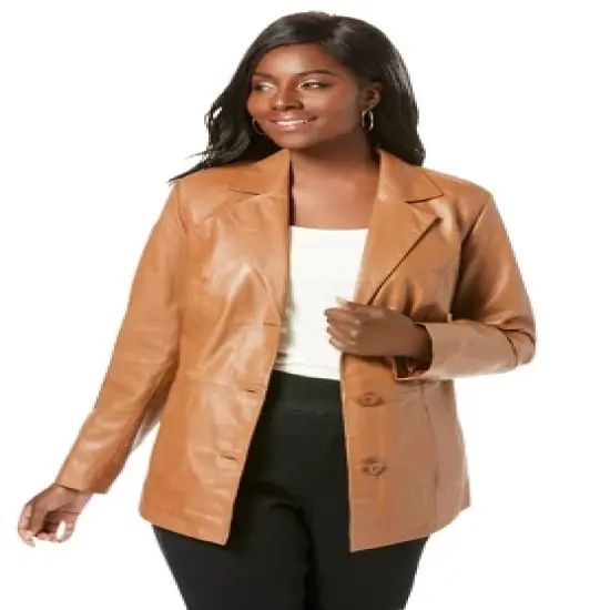 Jessica London Women&rsquo;s Plus Size Leather Blazer image {1}