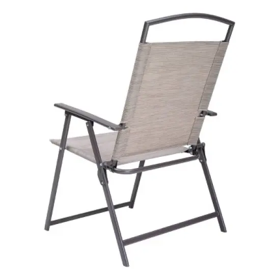 6pc Patio Dinning Set with 4 Folding Chairs Glass Table and Tan Umbrella without Base - Crestlive Products image {3}