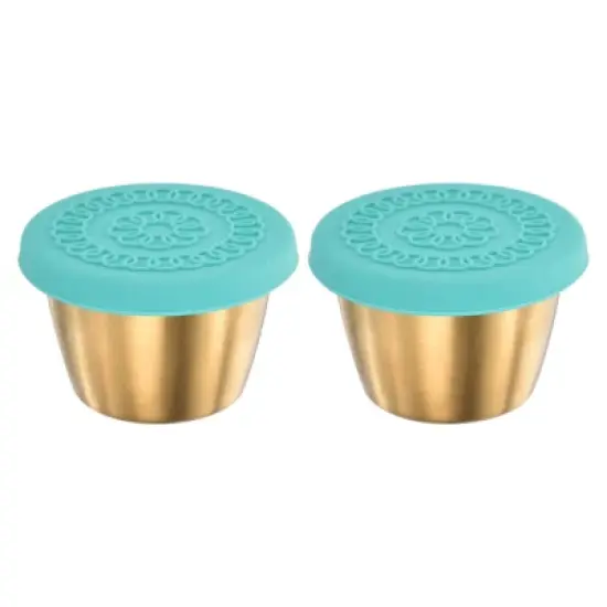 Unique Bargains Stainless Steel Bowls Condiment Containers with Lids Green image {6}