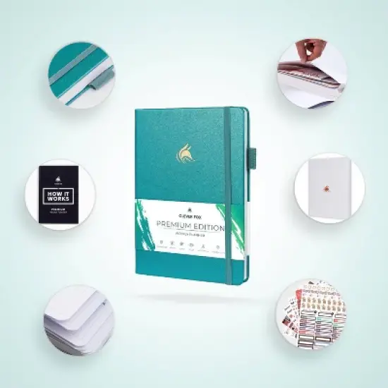 Undated Premium Planner Weekly/Monthly 8"x5.5" Aquamarine- Clever Fox image {1}