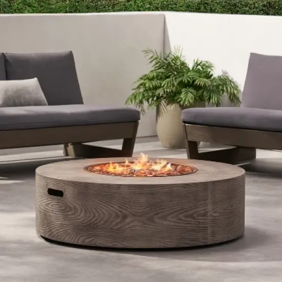 Aidan Round Iron Fire Pit with 50,000 BTU and External Tank Storage image {5}
